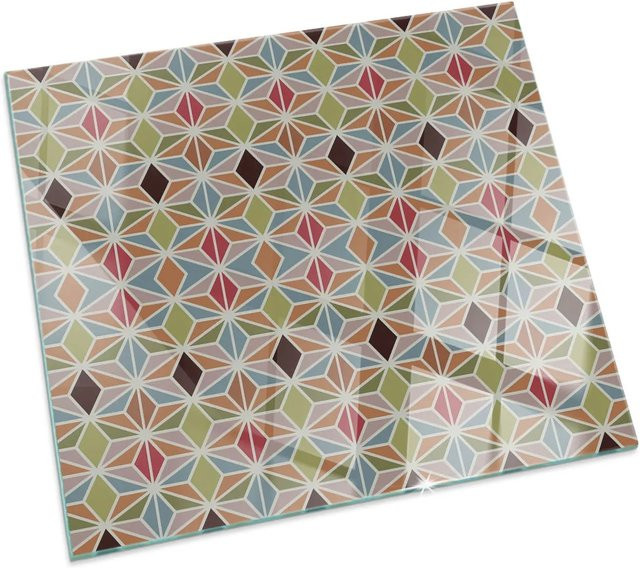 Tulup Kamin-Glasplatte mit polygonalem geometrischem Muster in Braun, B/T: 60 x 60 cm - Bild 1