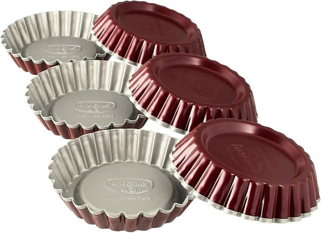 Dr. Oetker Muffin-Form, rund, Durchmesser: 10 cm, 6 Stück, rot/grau, Antihaftbeschichtung - Bild 1