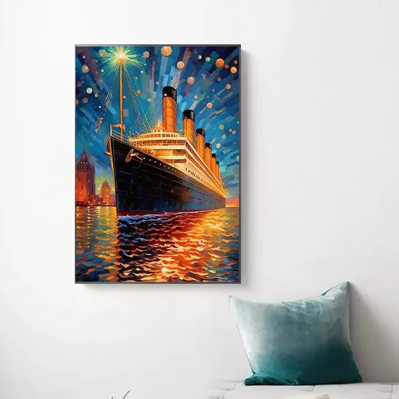 Abstraktes Leinwandgemälde Titanic Meereslandschaft von Potdemiel in Mehrfarbig für deine Wohnzimmerdekoration - Bild 3