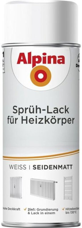Alpina Sprüh-Lack für Heizkörper in Weiß, seidenmatt, 400 ml - Bild 2