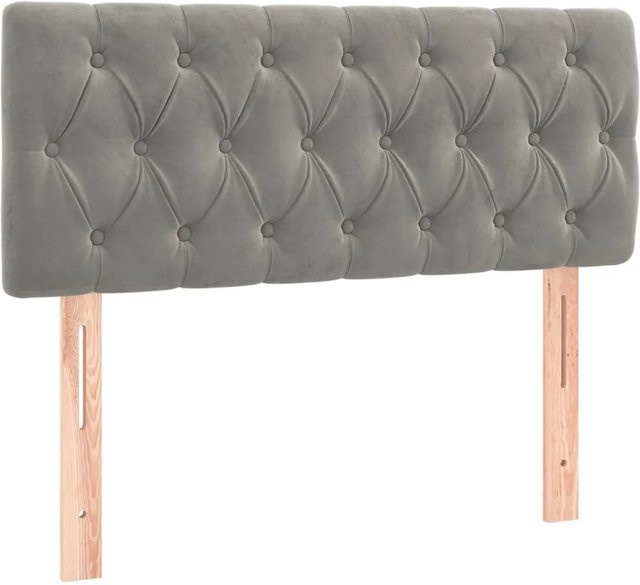 vidaXL LED Kopfteil aus Samt in Hellgrau mit USB-Ladeport und integrierter Beleuchtung, B: 90 cm, T: 7 cm, H: 78-88 cm - Bild 1