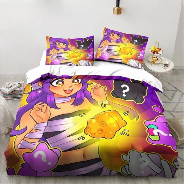Aphmau Bettwäsche-Set mit Flügel-Cartoon-Motiv für Kinder, bestehend aus Bettbezug und Kissenbezug, Breite: 260 cm, Höhe: 240 cm - Bild 1