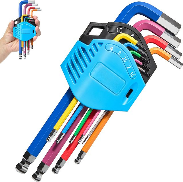 Geinxurn Inbusschlüsselsatz in Multicolor mit Torx und Hex Kurzschaft mit Loch T10-T50 und H1.5-H10 für Präzisionsreparaturen und DIY-Arbeiten - Bild 1