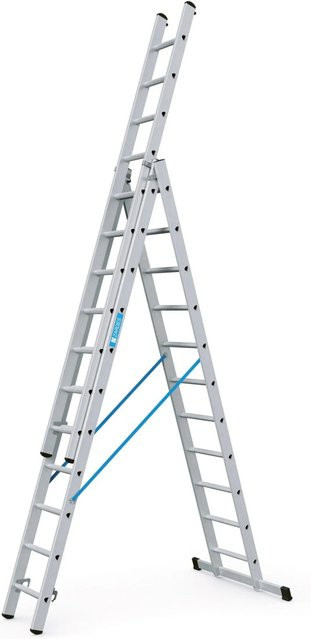 Zarges Skymaster DX Mehrzweckleiter aus Aluminium in Silber mit 3x11 Sprossen und Gummifüßen - Bild 1