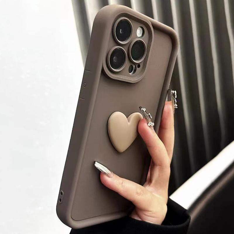 Bai Fen Bai-Digital 3C Silikon Handyhülle mit 3D Liebesherz für iPhone, stoßfest, Farbe: Braun - Bild 4