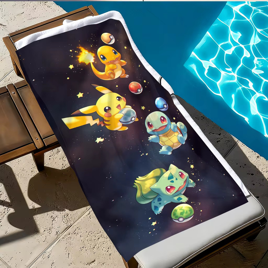 Potdemiel Pokemon Starry Sky Strandtuch mit Pikachu und Kanto Starters in Multicolour - Bild 2