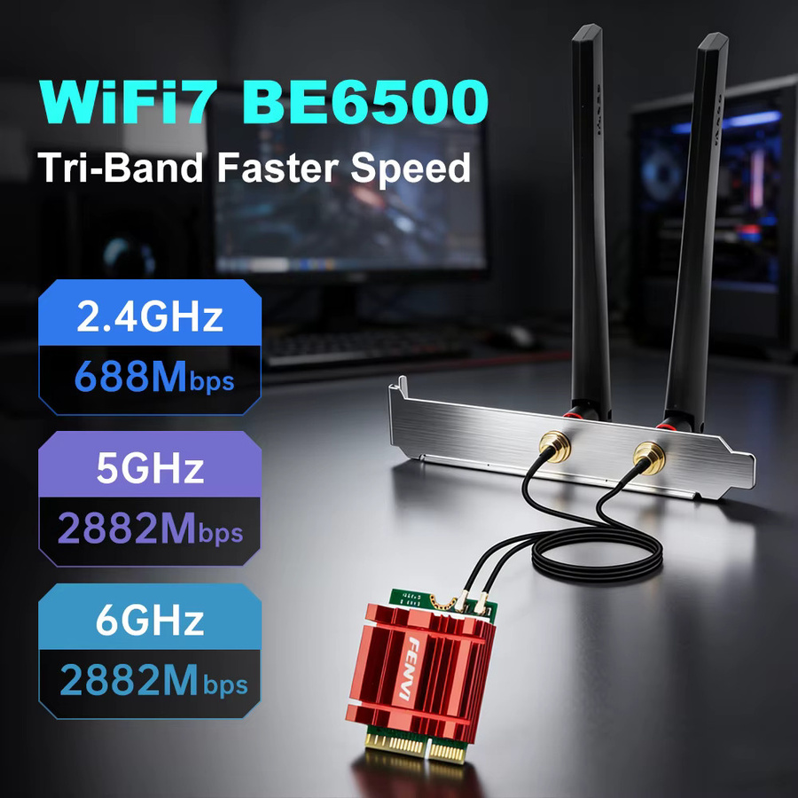 FENVI WiFi 7 MT7925 M.2 Netzwerkadapter mit Bluetooth 5.4, Tri-Band Wireless-Ethernet-Adapter 6500 Mbit/s für Windows 10/11 - Bild 2