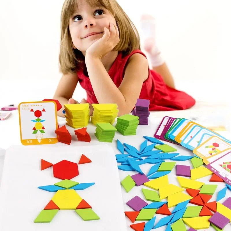 Geometrisches Form-Puzzle, Montessori Holzspielzeug, 155-teiliges Set, ab 3 Jahren - Bild 2