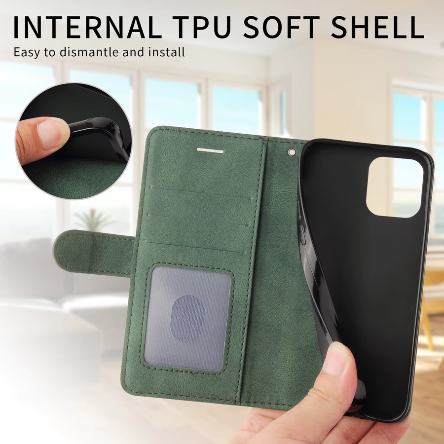 Hautfreundliche Leder-Brieftasche als Schutzhülle für Xiaomi Poco X7 X6 X5 Pro 5G X4 GT X3 NFC M7 M6 M5S M4 4G M3 mit Kartenfächern und Standfunktion in Blau und Grün - Bild 4