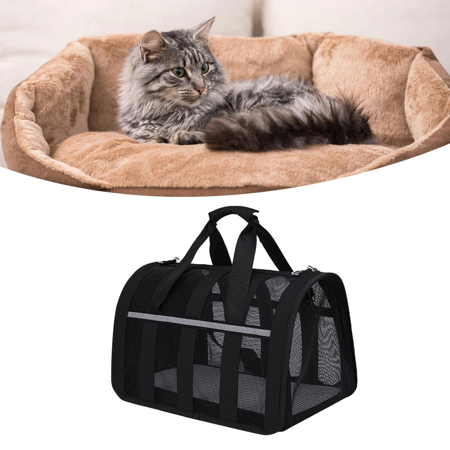 Aimo Katzen-Transportbox aus wasserdichtem und atmungsaktivem Oxford-Gewebe, faltbare Haustier-Reisetasche für Hunde in Hellgrün, Größe Medium - Bild 2