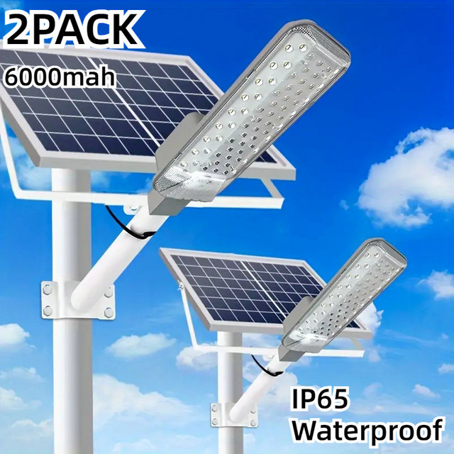 2er-Pack YQCHEZI Solar-Straßenlaternen Outdoor Wasserdicht mit Dämmerungssensor, Weiß, Kaltweißes Licht für Garten und Garage - Bild 1