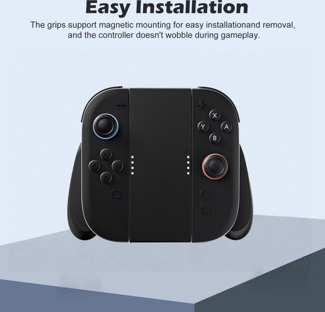 Benicabaly Magnetischer Ladegriff RCW309 für Nintendo Switch in Schwarz mit Rücktasten, Dualer Schnellladung, LED-Anzeige und Überladeschutz - Bild 1