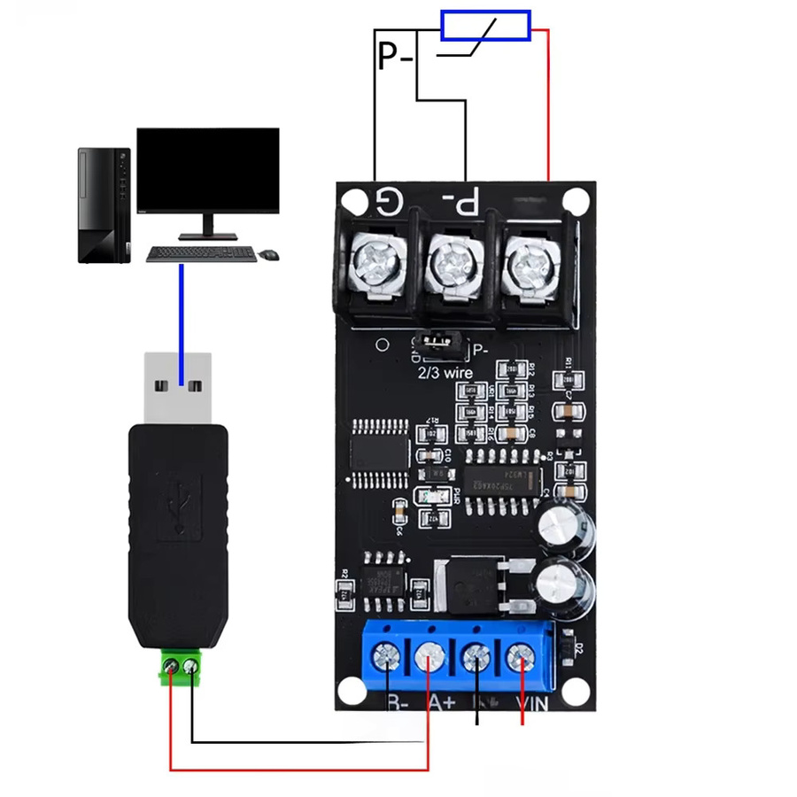 Baishundianzi PT100 Platin-Thermistor RTD Temperatursensor mit RS485 Modbus RTU Sender in Schwarz - Bild 5