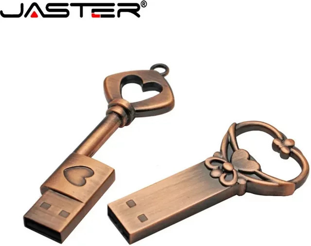 JASTER Metall-Herz-Schlüsselanhänger USB-Stick in Kupfer/Braun mit USB 2.0 Flash-Laufwerk - Bild 1