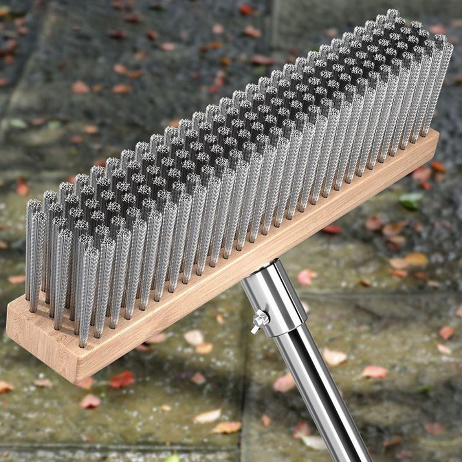 xiaohuinet Edelstahl Drahtbesen in Silber zur Unkraut- und Moosentfernung, Breite: 20 cm - Bild 3