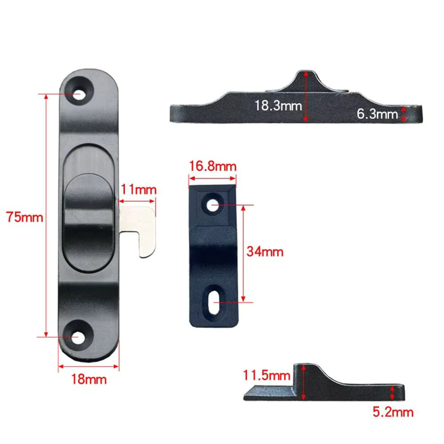 Anti-Diebstahl Fenster- und Türschloss aus Aluminiumlegierung und Kunststoff in Schwarz mit Push-Pull Falttür-Mechanismus für Schiebefenster und Insektenschutzgitter - Bild 5