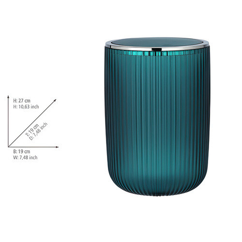 Wenko Schwingdeckeleimer Agropoli in Türkis oder Petrol, 5,5 l, Höhe: 27 cm, Breite: 19 cm, Tiefe: 19 cm - Bild 3