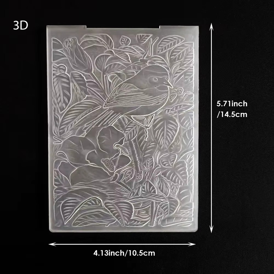 3D-Prägefolder mit Vogel- und Blumenmuster aus transparentem Kunststoff für DIY-Scrapbooking, Kartenherstellung und Papierhandwerk - Bild 2