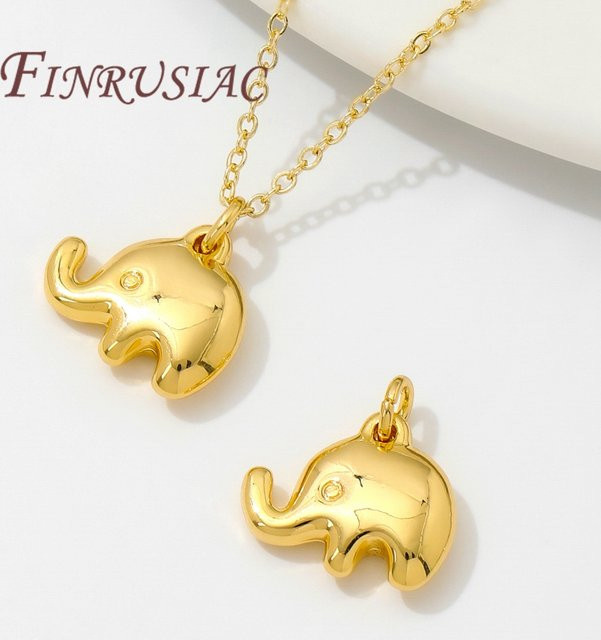FINRUSIAC Charm-Anhänger Elefantenform, 18K vergoldetes Messing, Unisex - Bild 1
