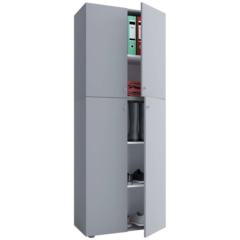 VCM Schuhschrank Lona Allzweckschrank in Grau und Weiß mit 4 Drehtüren, B/H/T: 70 x 184 x 40 cm - Bild 3