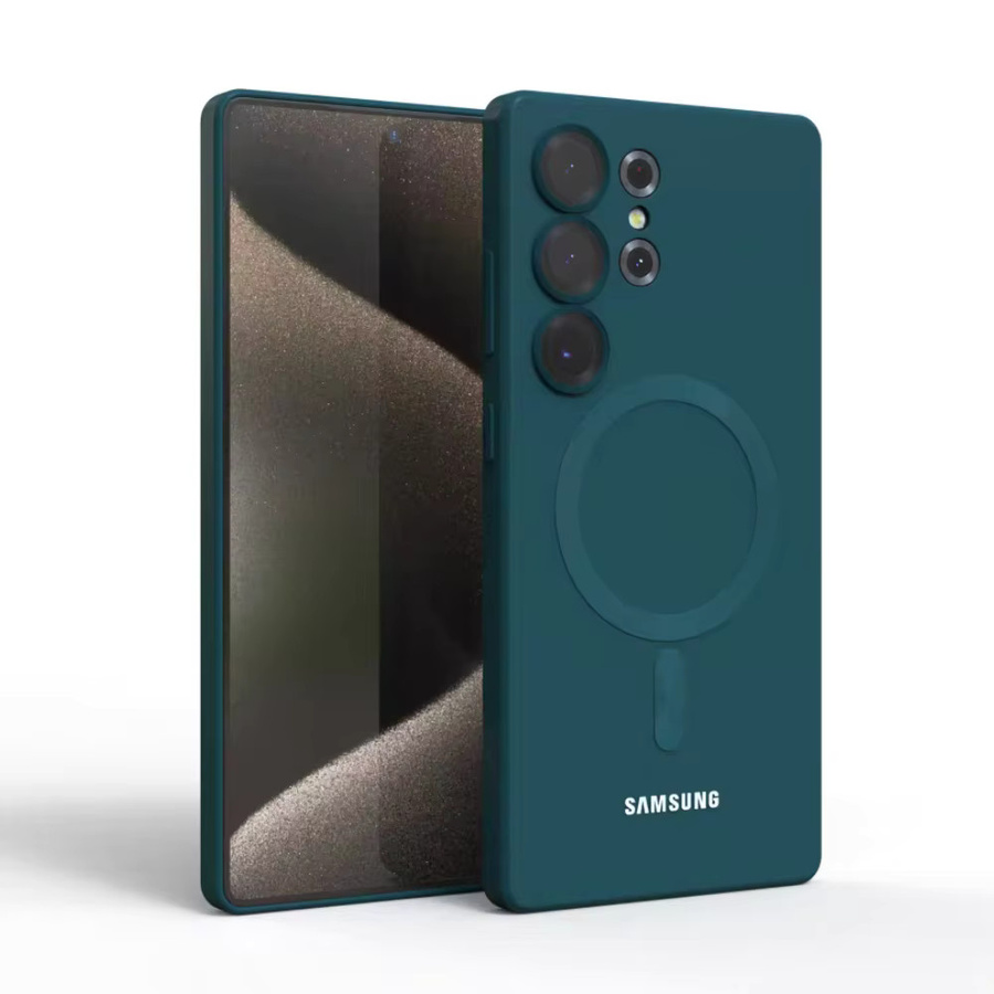 Samsung Galaxy S26 S25 Ultra S24 Plus Magnetische Silikon Schutzhülle mit MagSafe und Kamera-Objektivschutz in Schwarz - Bild 2