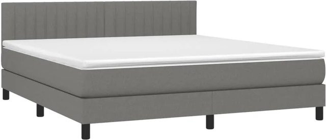 vidaXL Boxspringbett mit Matratze und LED-Unterbettbeleuchtung in Dunkelgrau, Hybrid-Bett mit USB-Ladeanschluss und Taschenfederkern, B/T: 160 x 200 cm - Bild 1