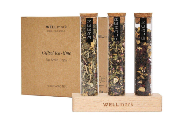 Wellmark Tee-Geschenkset Blütentee Schwarztee Grüntee lose Blätter 3 x