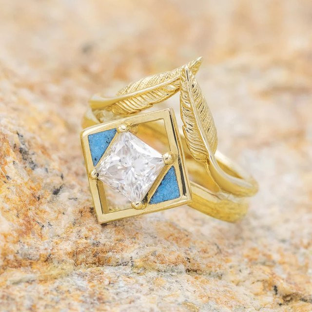 Huitan Ringe, Blatt Design, Zirkonia, Gold, Damen - Bild 1