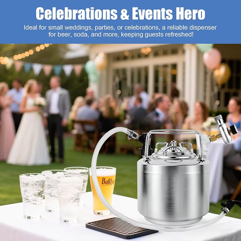 ELECQUEEN Cornelius Keg aus Edelstahl in Silber, 6 Liter Fassbier-Keg mit Ball-Lock-Verbindung für Heimbrauer - Bild 4