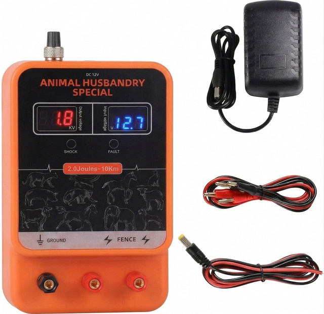 Energizer Elektrozaun-Ladegerät 2 Joule 10KM AC DC 2-in-1 Stromversorgung in Orange mit Display - Bild 1