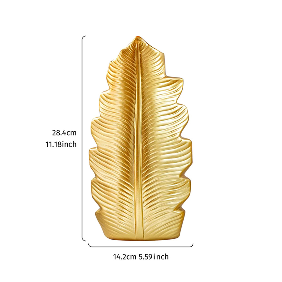 Moderne Feder-Vase aus Keramik in Gold für deine Tischdekoration - Bild 2