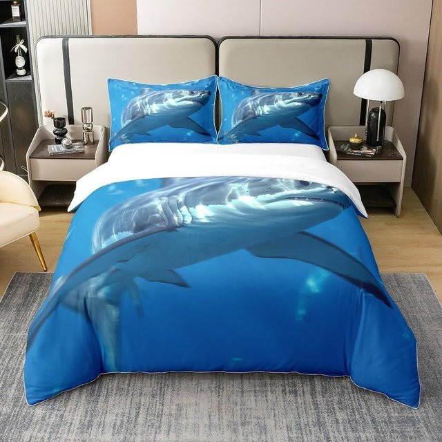 Hai Bettwäsche Set für Kinder mit Hai-Tierdruck, 2-teilig, B/H: 90 x 200 cm - Bild 1