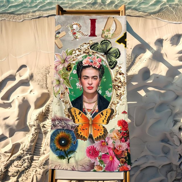 JMG Household Supplies Strandhandtuch Frida Kahlo Design, Mehrfarbig, B/H: 40 x 70 cm - Bild 1