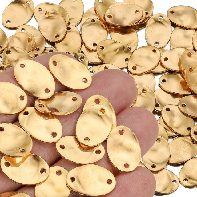 Alisaya Ohrringe Verbinder, Edelstahl, Gold, Oval - Bild 1