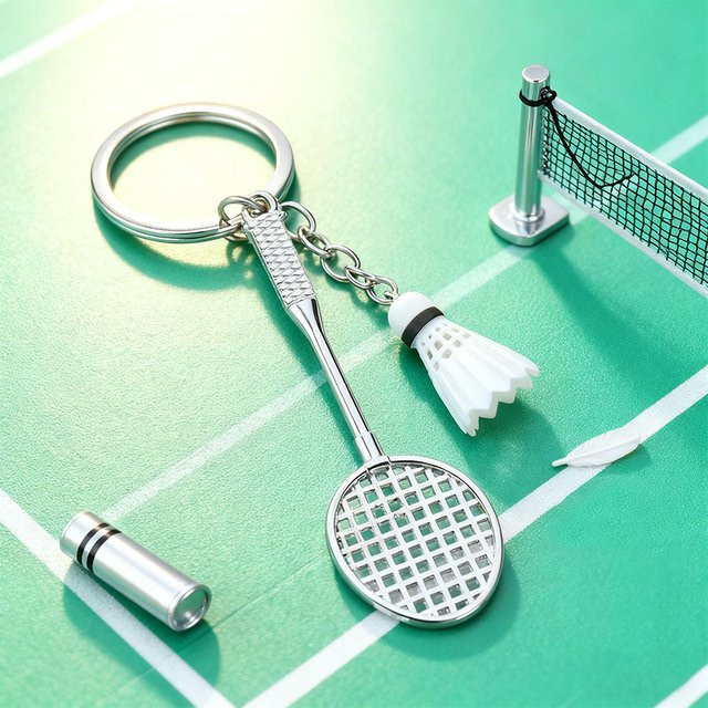 diffone Schlüsselanhänger Federball-Anhänger, Edelstahl, mehrfarbig, Unisex - Bild 1