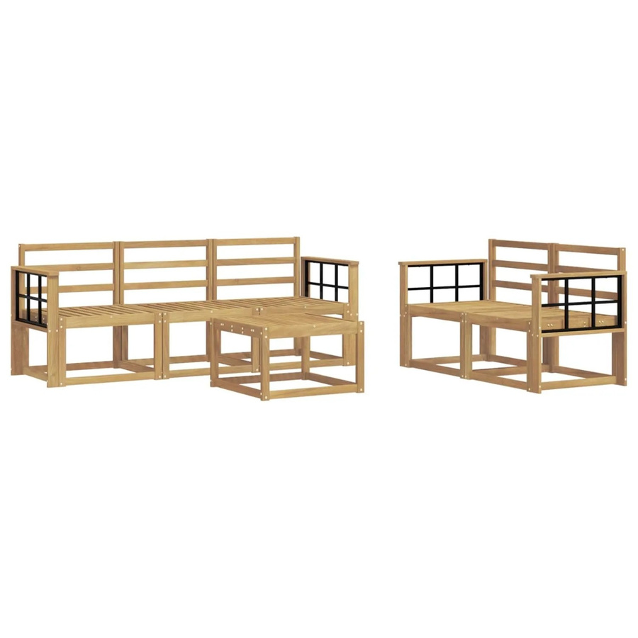 vidaXL Outdoor-Sofagarnitur aus Akazienholz in Weiß, 6-teilig mit Tisch und Kissen, B/T/H: 59 x 59 x 37 cm - Bild 2