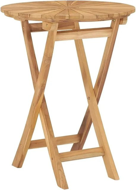 vidaXL Gartentisch klappbar aus Teakholz braun Durchmesser: 60 cm, Höhe: 75 cm - Bild 1