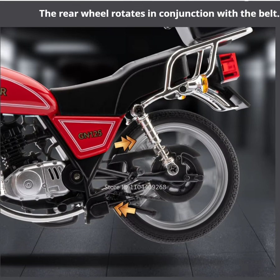 MAKEDA Suzuki GN125 R Nine T Retro Motorrad Modell, 1:12, Metall, Rot - Bild 4
