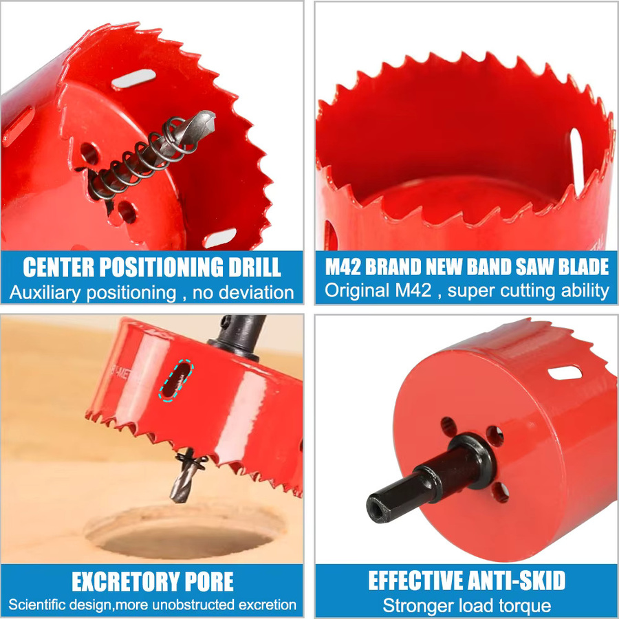 CMCP Bimetall Lochsäge M42 HSS für Metall, Eisen, Aluminium, Edelstahl und Holz, Farbe: Rot - Bild 5
