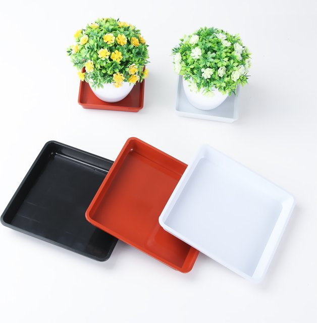 Quadratische Pflanzuntertasse aus Kunststoff in Weiß für Indoor und Outdoor - Bild 1