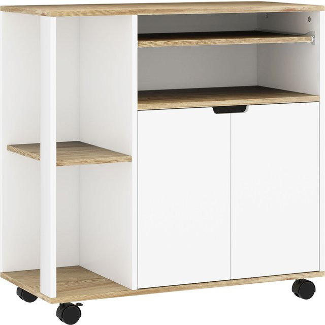 HOMCOM Küchenwagen Servierwagen mit Schrank und Arbeitsplatte in Weiß, B/T/H: 80 x 40 x 82 cm - Bild 1