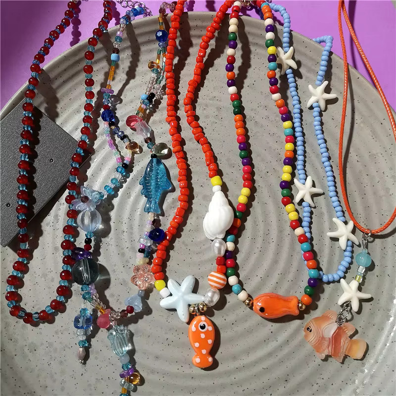 Halskette imixlot, Keramik, Orange, Perle, Damen - Bild 2