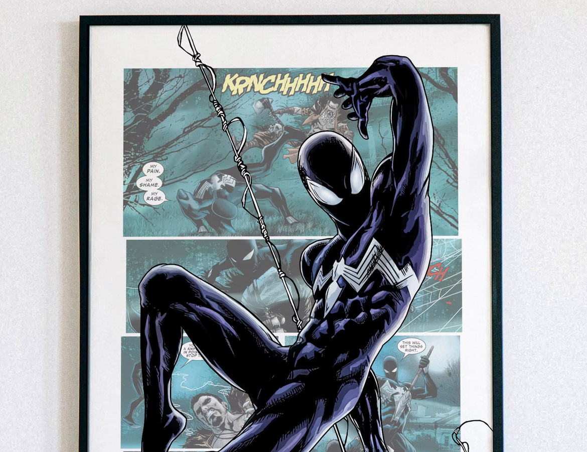 KAYOU Venom Symbiote Spider-Man Superhelden-Poster als moderne abstrakte Comic-Illustration in Schwarz - Bild 2