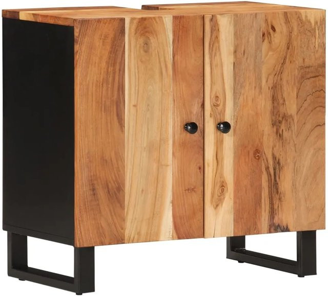 vidaXL Waschbeckenunterschrank aus Akazienholz und Holzwerkstoff in Braun, B: 62 cm, H: 58 cm, T: 33 cm - Bild 1