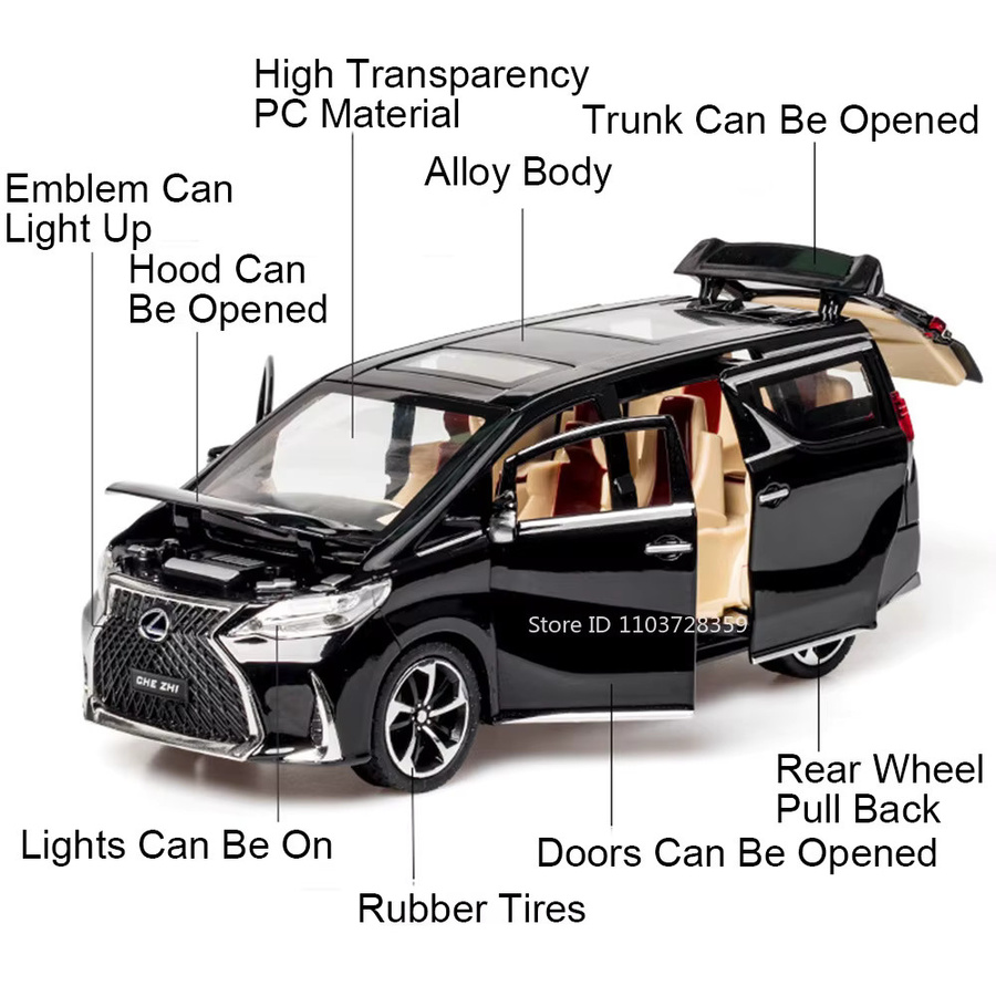 RMZ city LM300H LX570 Miniatur Spielzeugautomodelle, 1:24, Metall, mit Licht und Sound - Bild 2
