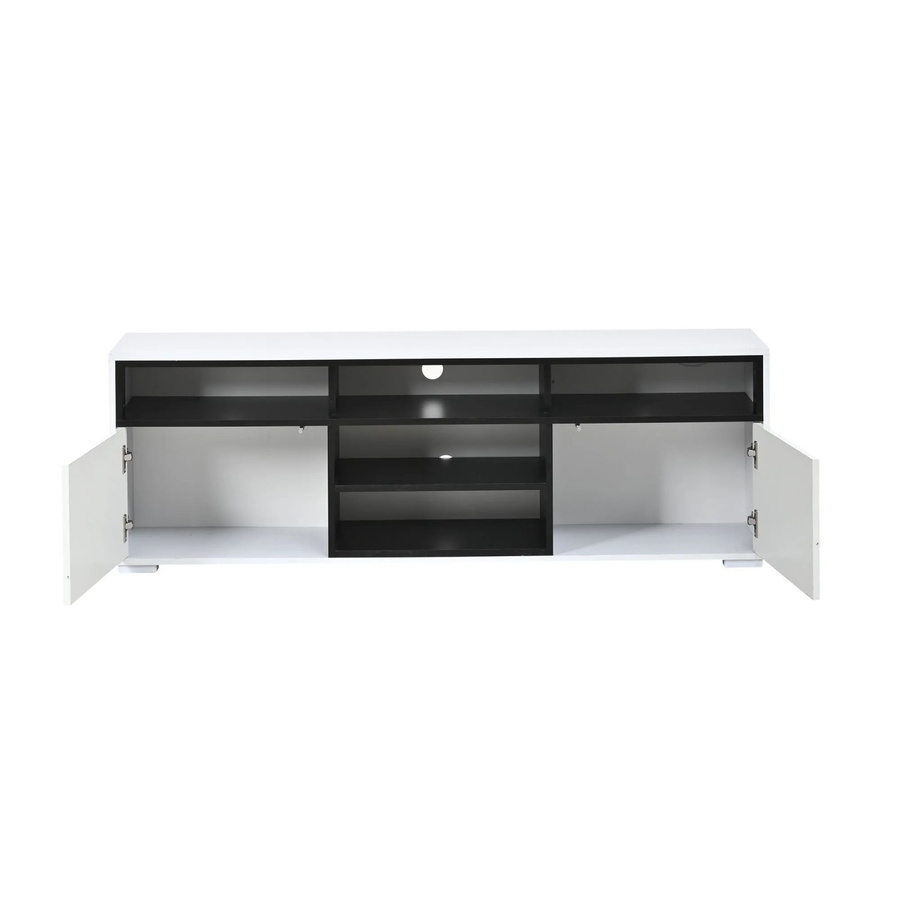 ModernLuxe TV-Lowboard in Weiß mit LED-Beleuchtung und 2 Türen, B/H/T: 150 x 50 x 35 cm - Bild 2