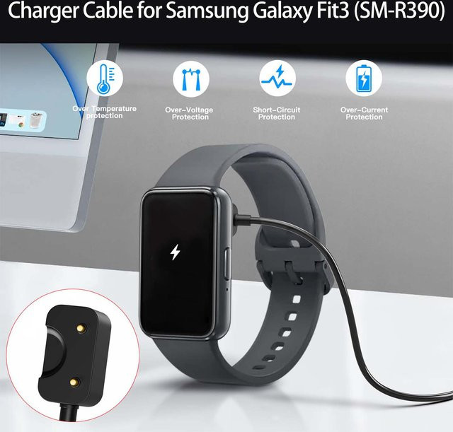 Samsung Magnetisches Ladegerät Kabel für Galaxy Fit 3 in Schwarz, 100 cm - Bild 1