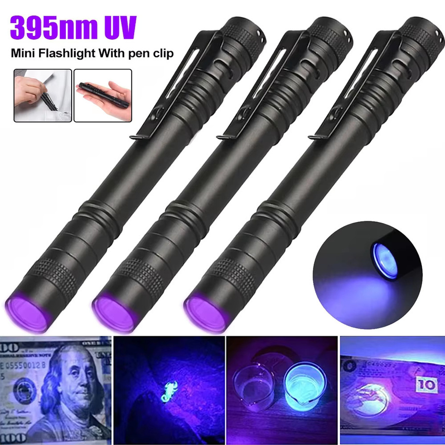 ZHIYU UV-Taschenlampe Mini LED Ultraviolett-Stiftlicht in Schwarz zur Detektion von unsichtbarer Tinte und Haustier-Urinflecken - Bild 4