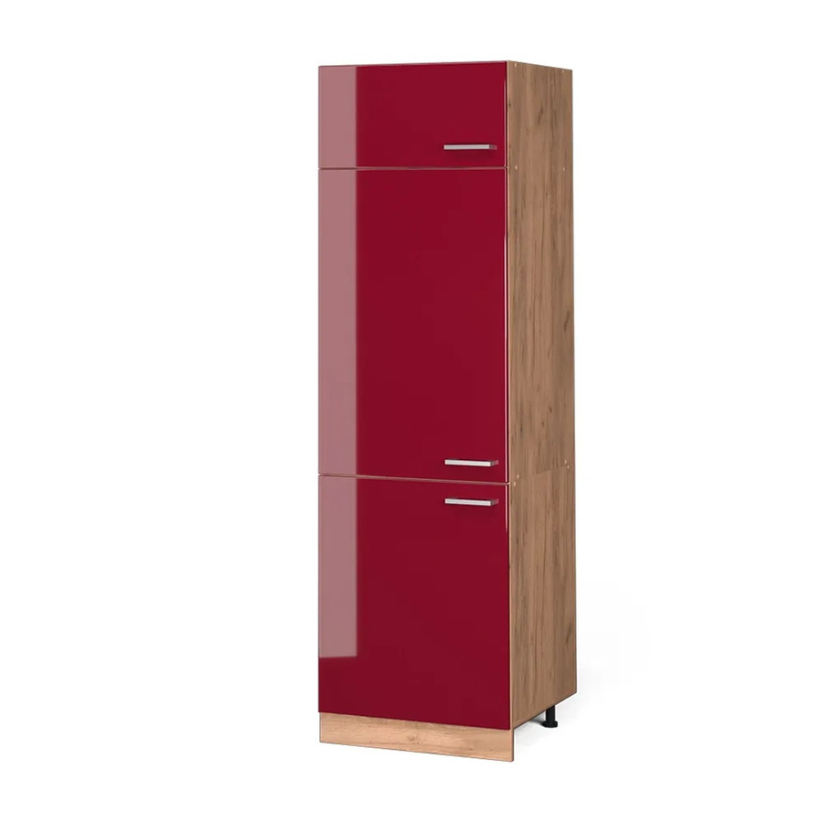 Vicco Kühlumbauschrank R-Line Küchenschrank in Bordeaux und Goldkraft mit Hochglanz-Finish, Breite: 60 cm - Bild 3