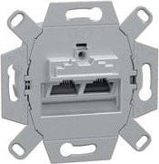 Merten Universal-Anschlussdose 8-polig Kategorie 6A Typ 465706 Ethernet LAN Einsatz in Silber - Bild 1